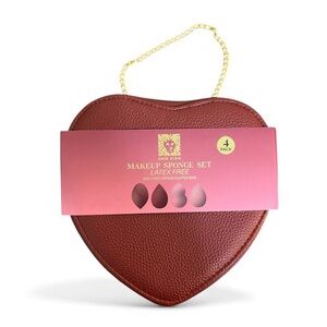 Anne Klein Red Heart clutch bag with makeup sponge set